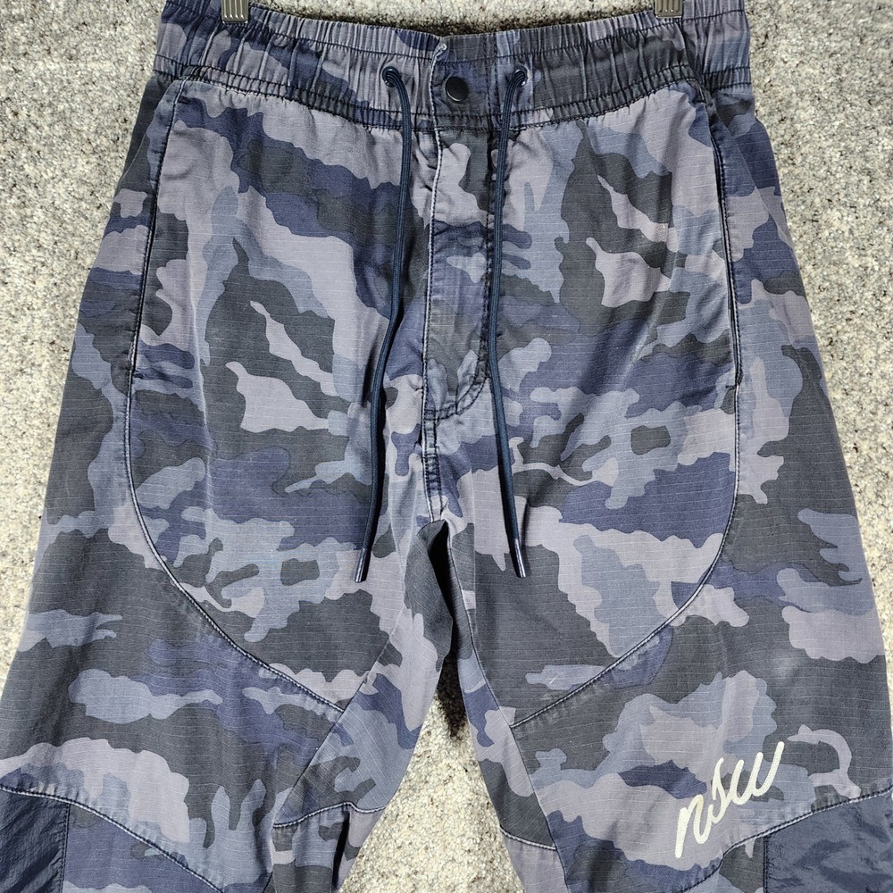 Nike NSW Jogger Pants Mens Small Blue Camo Ripstop Nylon Overlay Excellent - Picture 4 of 16